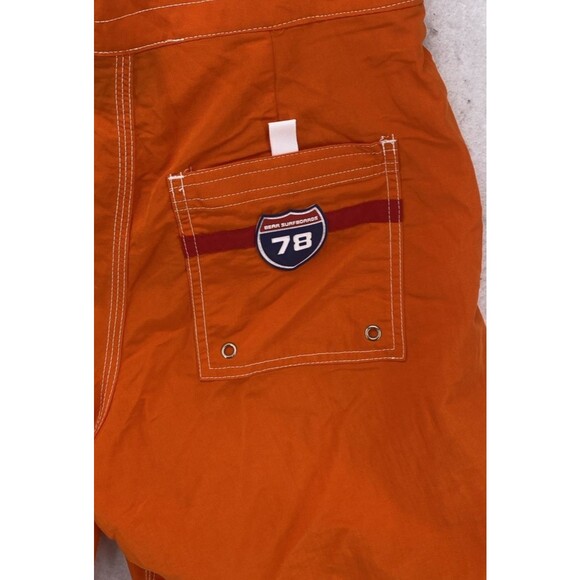 Bear Surf Mens 32" Board Nylon Swimming Trunks Orange Drawstring 1990's Wave - Picture 6 of 8